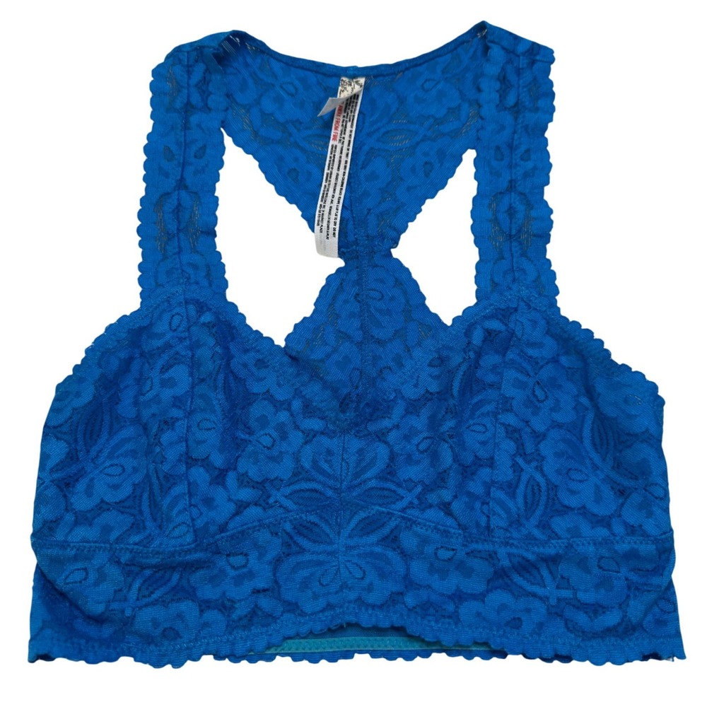 Free People Intimately Galloon Lace Bralette Royal Blue Racerback XS OB403233